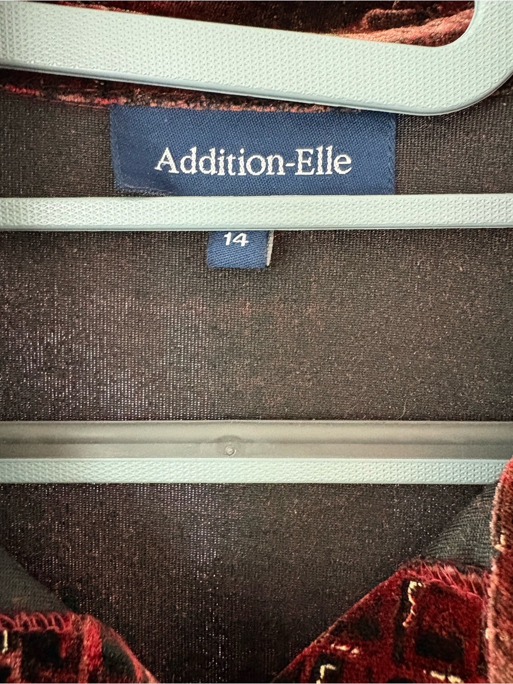 Addition-Elle Burgundy Embossed Velvet Longline Shirt | Size 14 - Picture 8 of 9